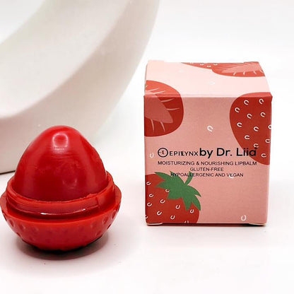 EpiLynx Ultimate Hydrating Lip Butter vegan lip balm with moisturizing formula for dry lips, displayed in a sleek container.