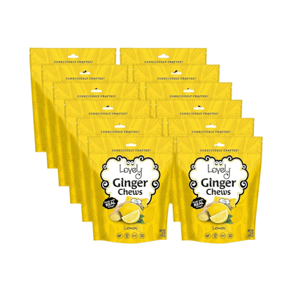 Assorted Lemon Ginger Chews by Lovely Candy Company, colorful ginger candies with bright lemon flavor.