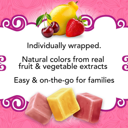 Organic fruit-flavored chewy candies from Lovely Candy Company, showcasing colorful, fruit-inspired organic candy pieces.