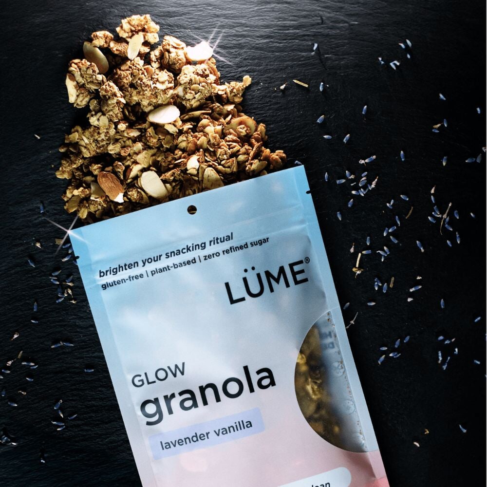 LÜME Lavender Vanilla Granola in a package with lavender and vanilla flavor labeling