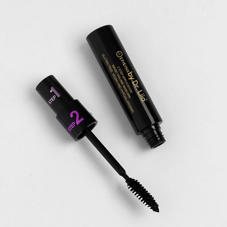 EpiLynx Epilynx Magic lengthening and volumizing mascara in a sleek black tube, showcasing the vegan, gluten-free, smudge-resistant formula.