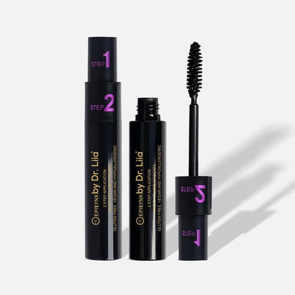 EpiLynx Epilynx Magic Lengthening and Volumizing Vegan mascara with a sleek black tube and wand applicator.