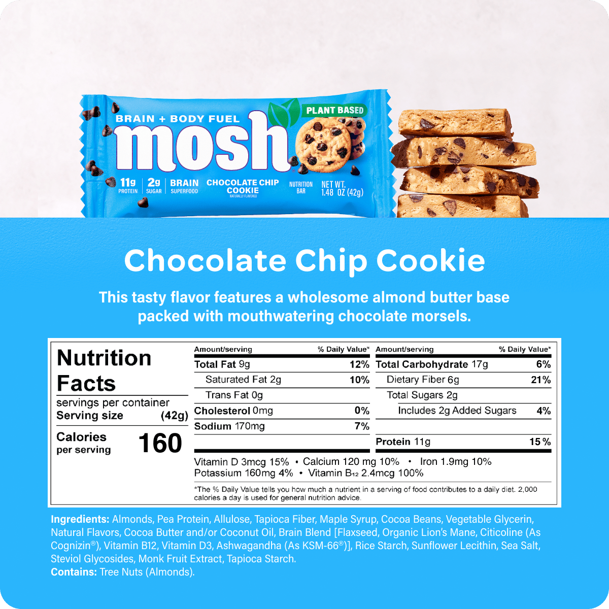 Mosh Chocolate Chip Cookie Protein Bars MOSH 