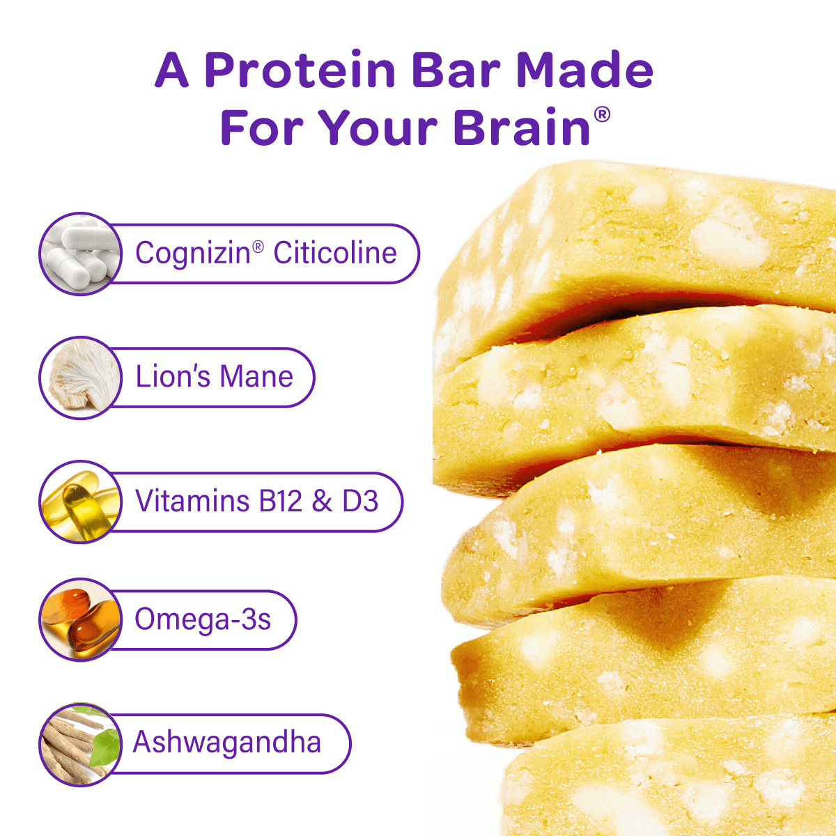 Mosh Lemon White Chocolate Crunch Protein Bar with lemon flavor, white chocolate coating, and crunchy texture.
