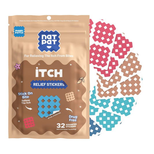 NatPat MagicPatch Itch Relief Patches in natural color, showing adhesive patches designed for soothing skin irritation.