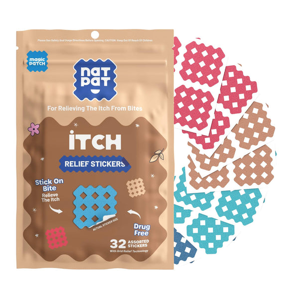 NatPat MagicPatch Itch Relief Patches in natural color, showing adhesive patches designed for soothing skin irritation.