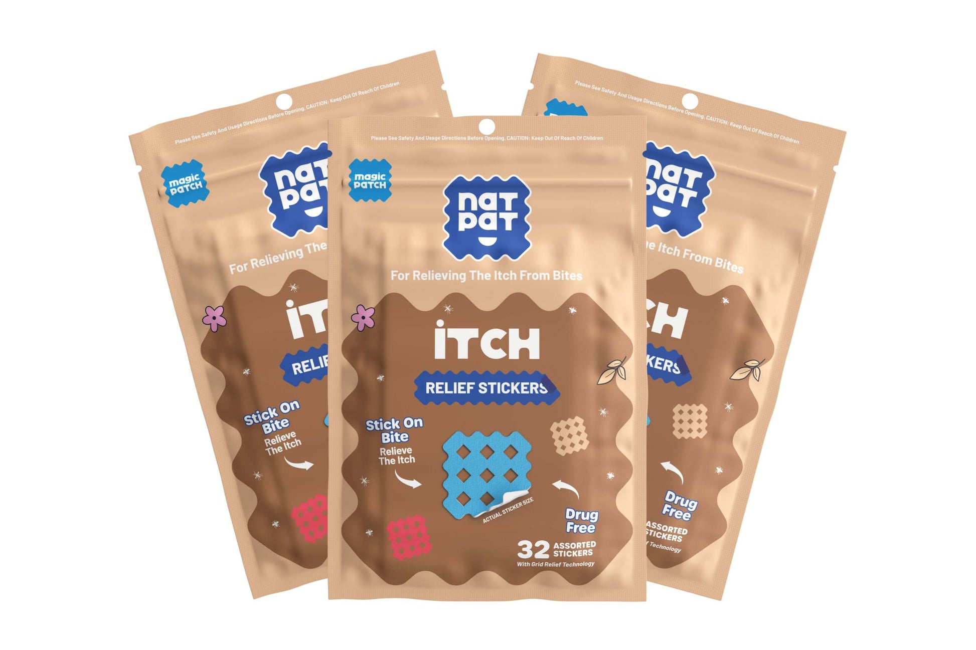 NatPat MagicPatch Itch Relief Patches in natural color, showing adhesive patches designed to soothe skin irritation.