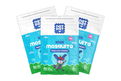 NatPat BuzzPatch natural mosquito repellent patches for kids, providing bite-free outdoor fun and protection during outings.