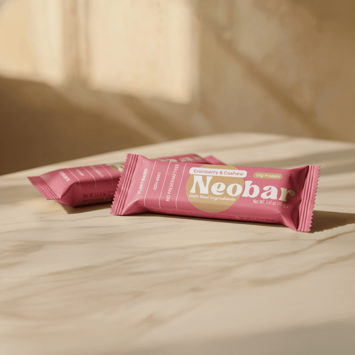 two neobars laying on a counter