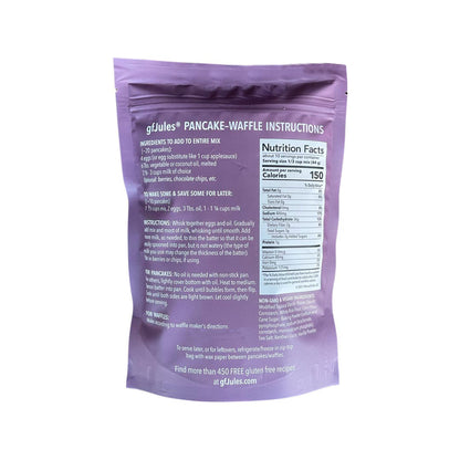 gfJules gluten-free pancake and waffle mix in a bag with the product label and ingredients visible.