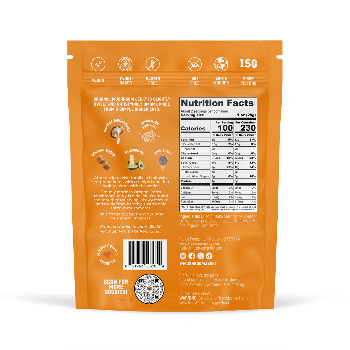 Pan's Original Mushroom Jerky Five Pack Pan's Mushroom Jerky 