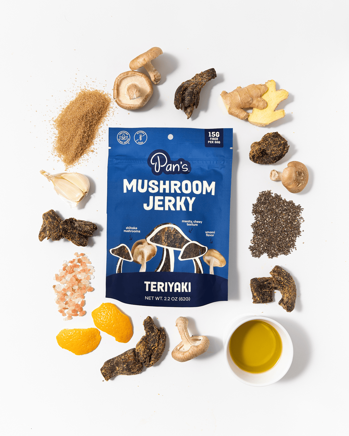 Pan's Teriyaki Mushroom Jerky Five Pack Pan's Mushroom Jerky 
