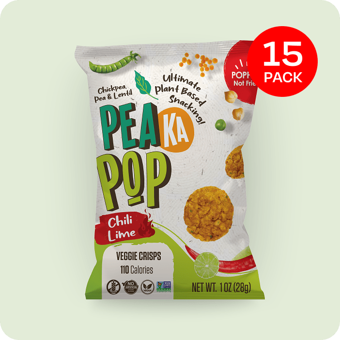 PeaKaPop Chili Lime Veggie Crisps PeaKaPop 15 Pack (1 oz Bags) 