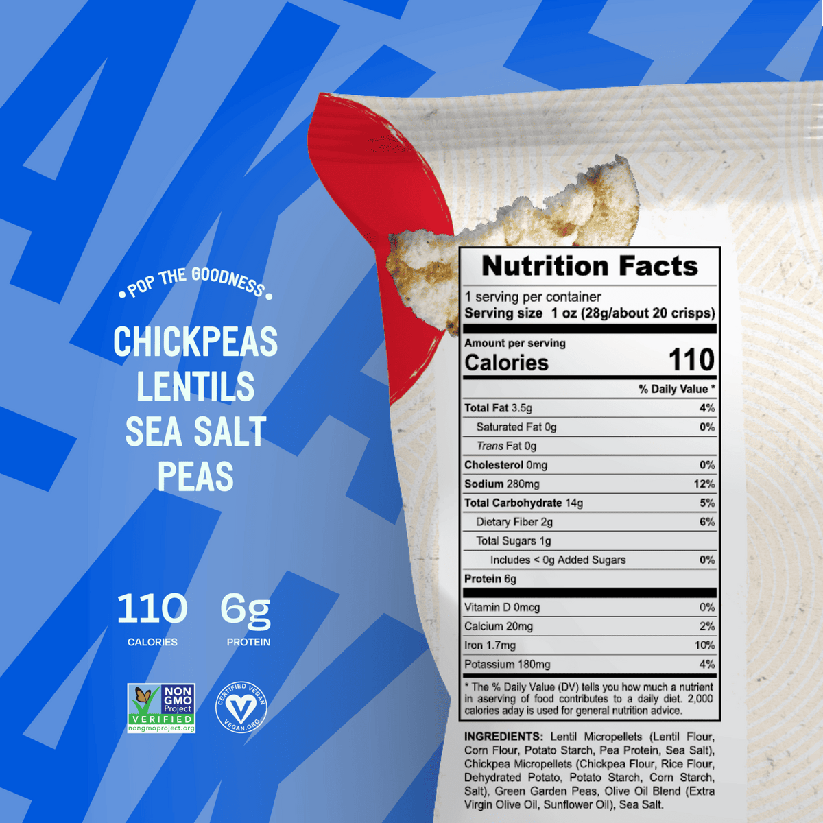 PeaKaPop Sea Salt Veggie Crisps PeaKaPop 