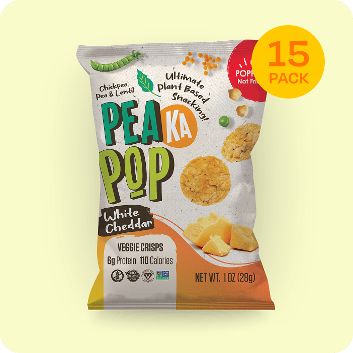 PeaKaPop White Cheddar Veggie Crisps PeaKaPop 15 Pack (1oz Bags) 