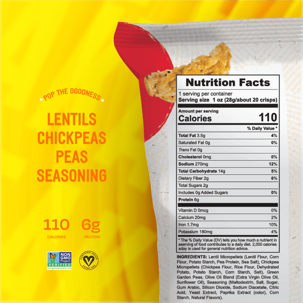 PeaKaPop White Cheddar Veggie Crisps PeaKaPop 