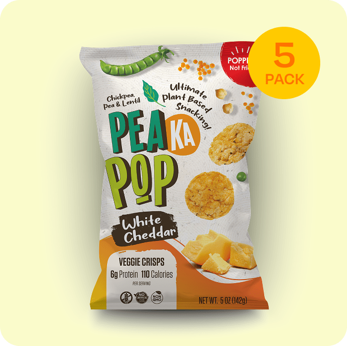 PeaKaPop White Cheddar Veggie Crisps PeaKaPop 5 Pack (5oz Bags) 
