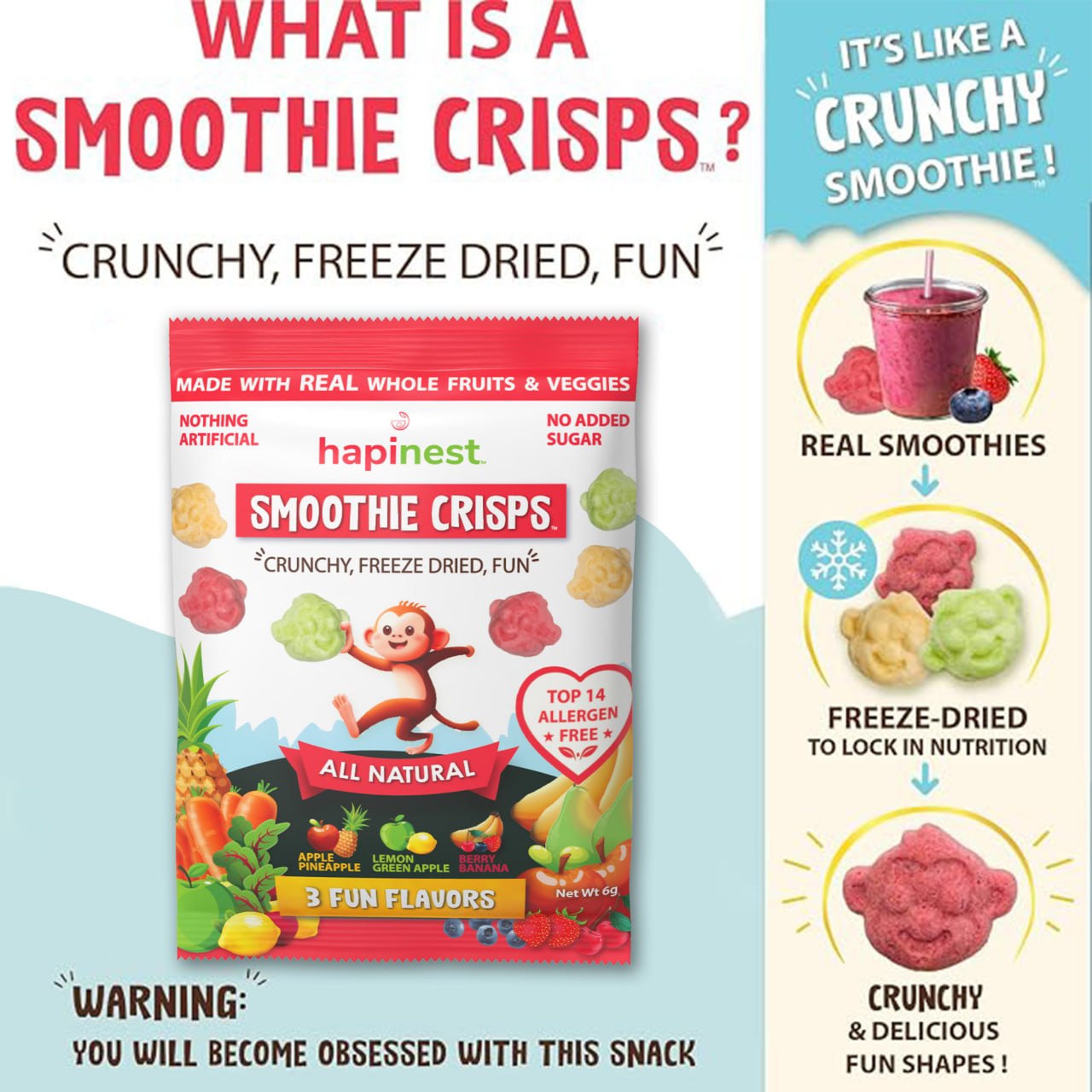 Hapinest 3 Fun Flavors Smoothie Crisps