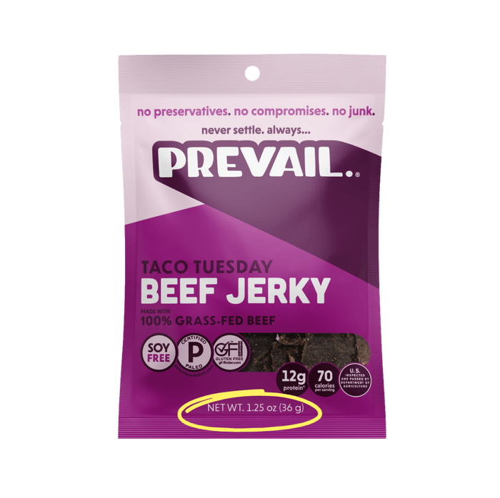 PREVAIL Jerky - Taco Tuesday Beef Jerky Single Serve 1.25 oz 8 pack