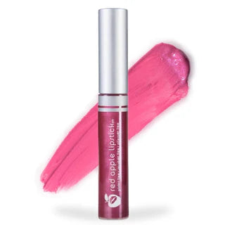 Red Apple Lipstick Gemazing red lip gloss with swatch, showcasing vibrant color and glossy finish.