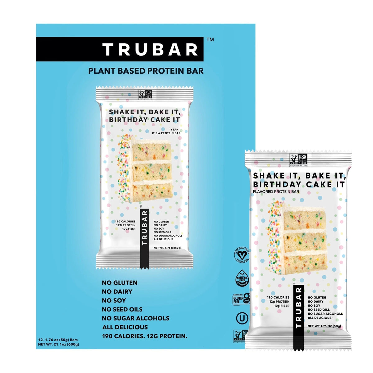 Shake It, Bake It, Birthday Cake It Protein Bars TRUBRANDS 