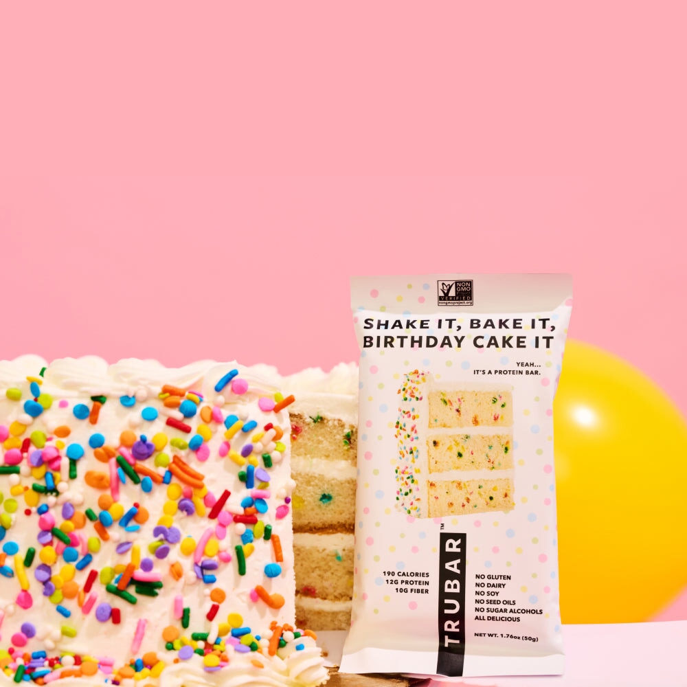 Shake It, Bake It, Birthday Cake It Protein Bars TRUBRANDS 