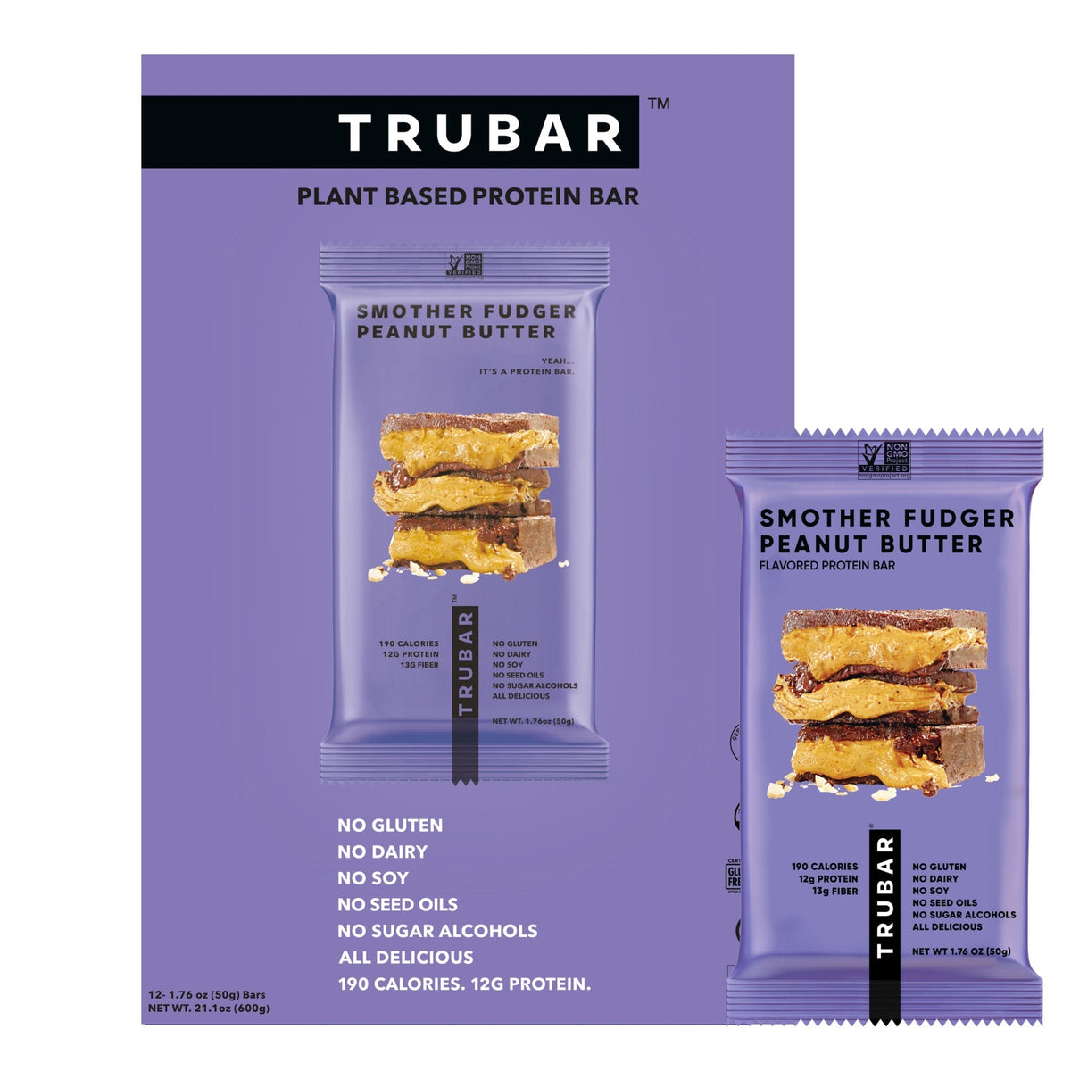 Smother Fudger Peanut Butter Protein Bars TRUBRANDS 