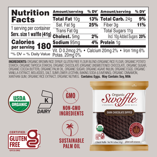 Swoffle Organic Dark Chocolate Dipped 12 Pack