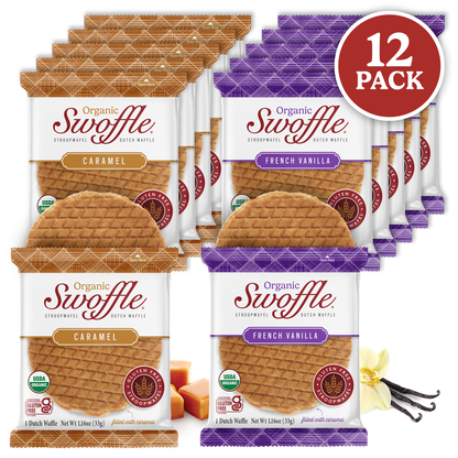 Swoffle Organic Caramel & French Vanilla  12 Pack Variety