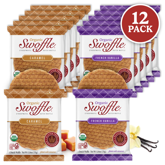 Swoffle Organic Caramel & French Vanilla  12 Pack Variety