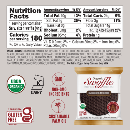 Swoffle Organic Dark Chocolate Dipped 12 Pack Swoffle Swoffle 
