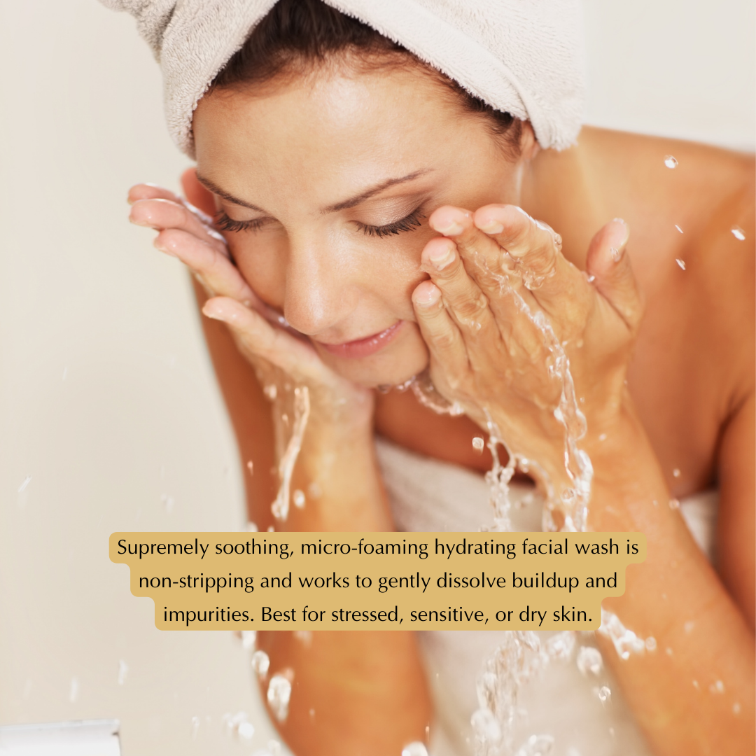 Trust badges for EpiLynx Gentle Hydrating Facial Cleanser with aloe and cucumber, vegan, gluten-free, and nut-free skincare.
