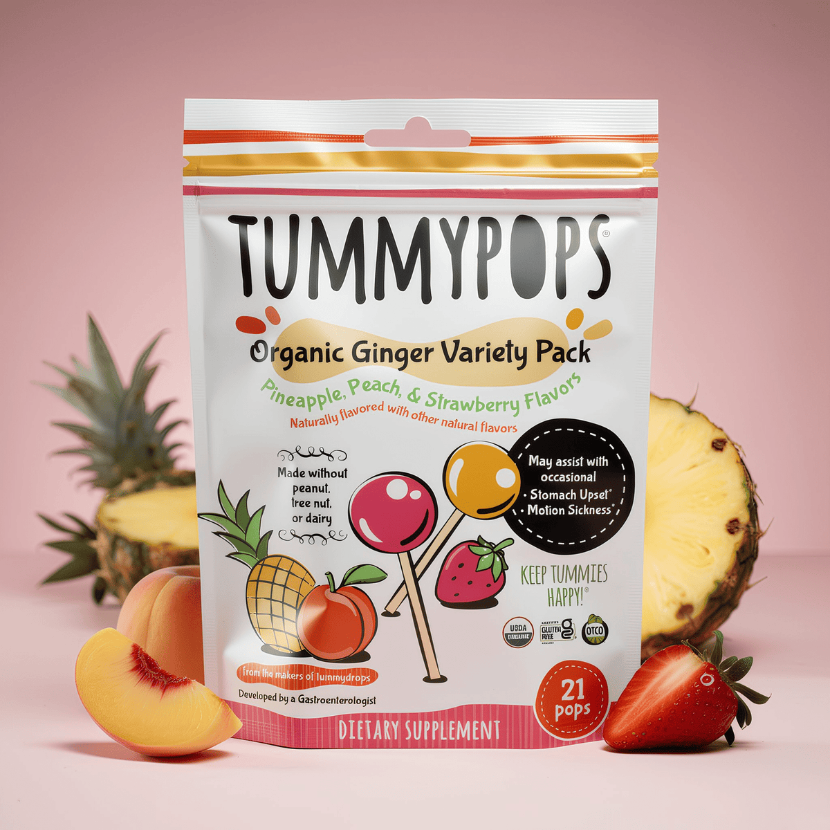 Tummydrops Savings Bundle featuring assorted natural remedies for digestive comfort in a clear display package.