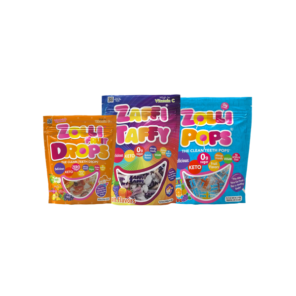 Zolli Candy Bundle - Sampler, Sugar-Free Candy Tooth-Friendly Candy Assortment, 3 Bags