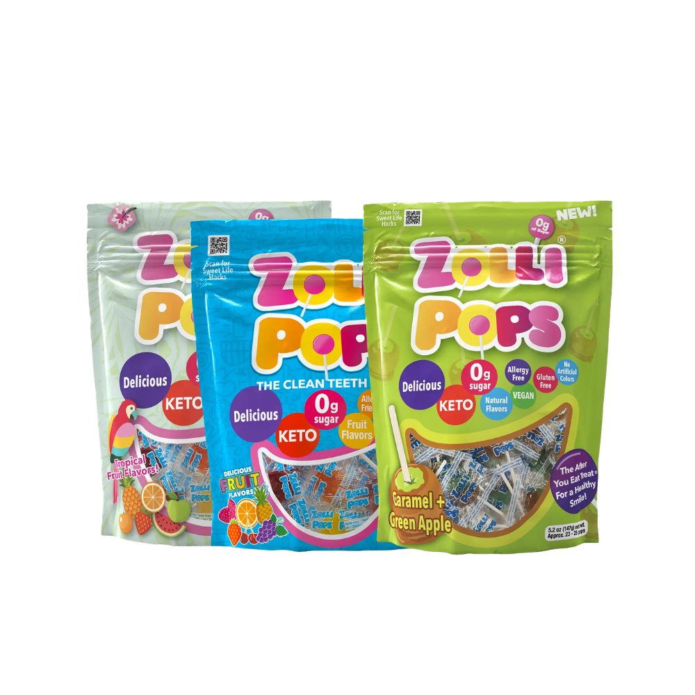 Zolli Candy Bundle - Sugar-Free Candy Tooth-Friendly Lollipop Assortment, 3 Bags Candy Zollicandy 