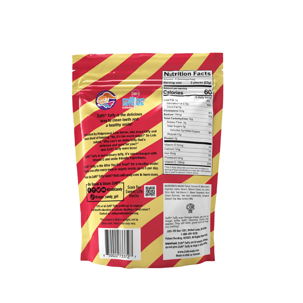 Zolli Candy Zaffi Taffy Bundle - Sugar-Free Candy Tooth-Friendly Taffy Assortment, 3 Bags Candy Zollicandy 