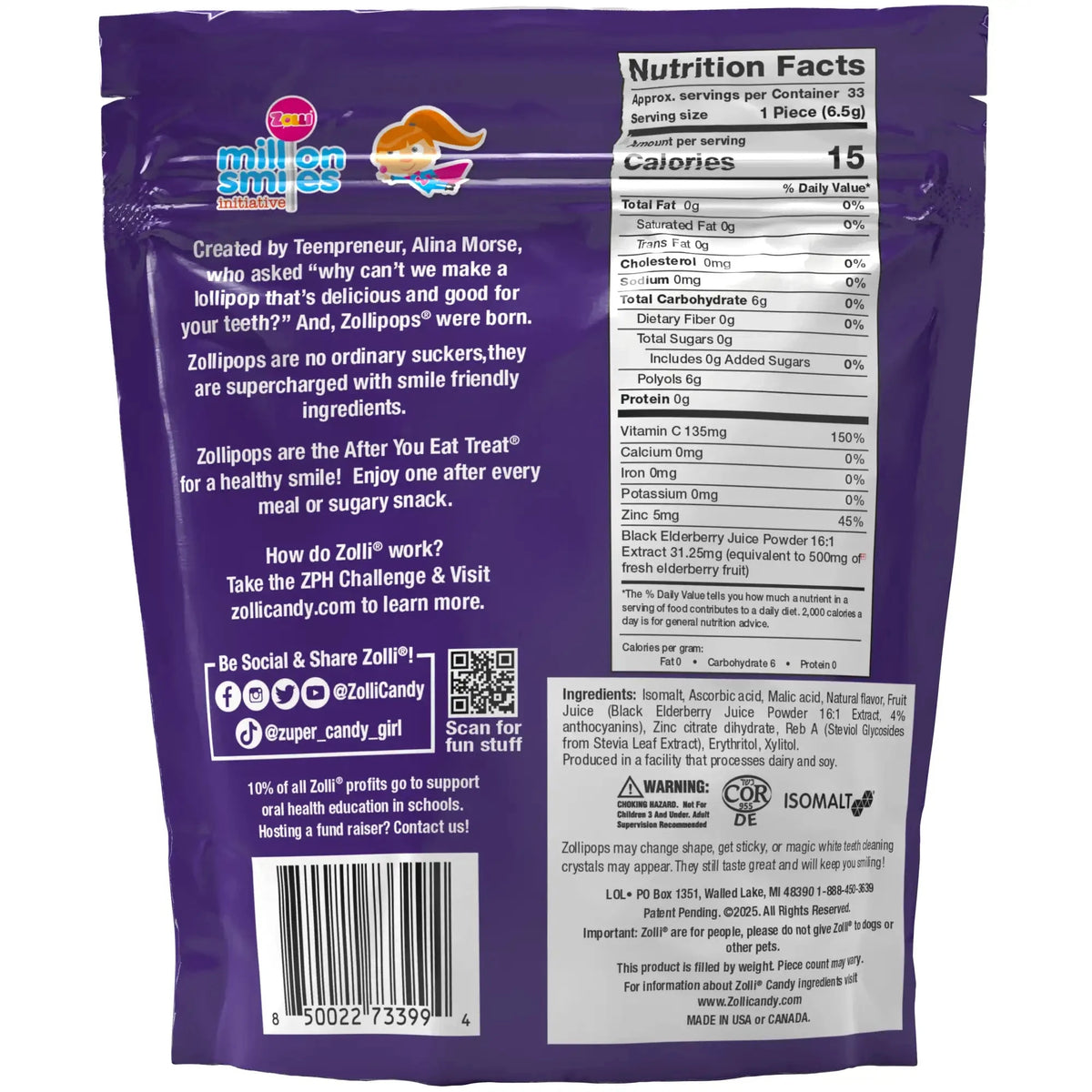 Zollipops Sugar Free Winter Wellness Treat Bundle by Zollicandy featuring Vitamin C and Elderberry flavored candies.