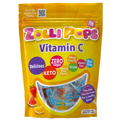 Zollipops sugar-free winter wellness treat bundle with vitamin C and elderberry from Zollicandy, featuring colorful candy lollipops.