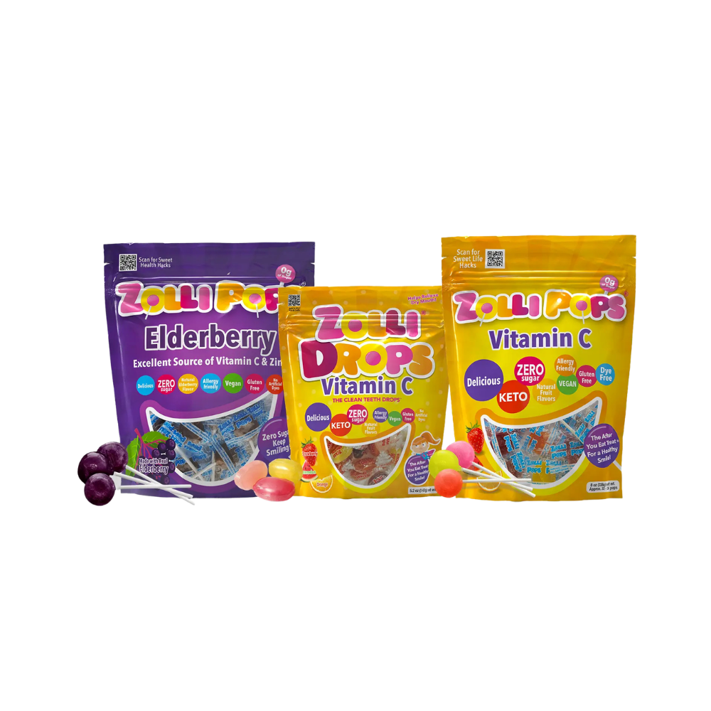 Zollipops Sugar-Free Winter Wellness Treat Bundle by Zollicandy, vitamin C and elderberry candy for immune support.
