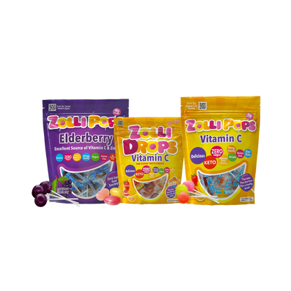 Zollipops Sugar-Free Winter Wellness Treat Bundle by Zollicandy, vitamin C and elderberry candy for immune support.